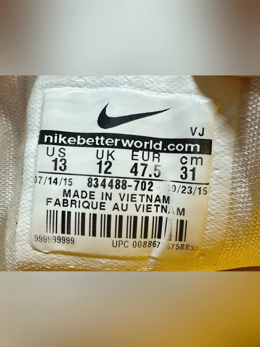 Nike Hyperlive 2015 Men’s Size 13 (USED) 834488 702 Yellow - Basketball Shoes